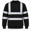 Mens Hi Viz Crew Safety Fleece Jumper Sweatshirt Visibility Work Security Top, Hi Vis Orange Fleece