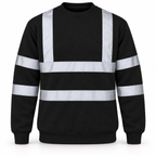 Mens Hi Viz Crew Safety Fleece Jumper Sweatshirt Visibility Work Security Top, Hi Vis Orange Fleece