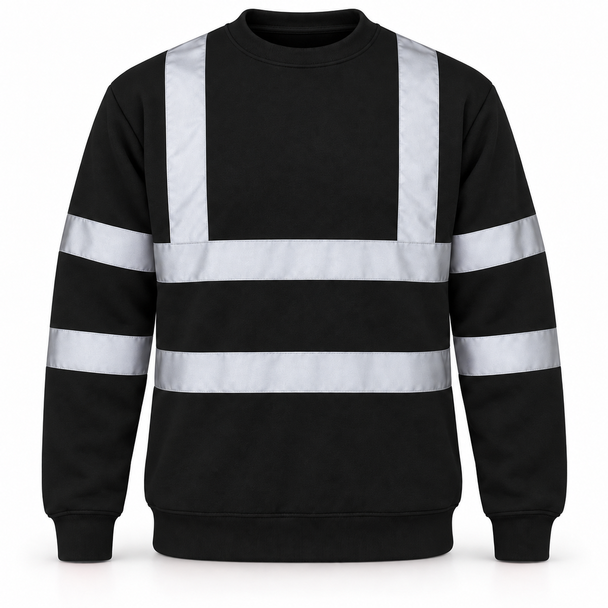 Mens Hi Viz Crew Safety Fleece Jumper Sweatshirt Visibility Work Security Top, Hi Vis Orange Fleece