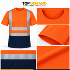 Hi Viz Vis High Visibility Safety Security Crew V-Neck/Round-Neck Full/Half Sleeves T Shirt Work Wear T Shirt