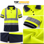 Mens Hi Viz Vis High Visibility Safety Security Work Wear Hi Vis Polo Shirts