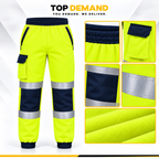 Hi-Viz New Mens Fleece Safety Work Wear Sweat Pants Bottoms Trousers Joggers
