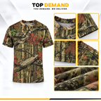 Mens Jungle Print Short & Long Sleeve T-Shirt Vest Camouflage Regular Plus Size