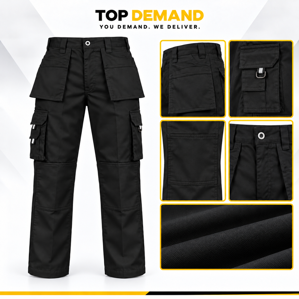 Mens New Cargo Work Holster Multi Pockets Stretch Panels Trousers Pants Bottoms