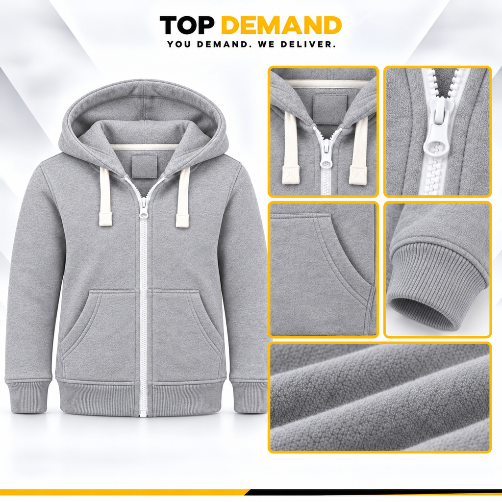 Boys Kids Girls Unisex Plain Zip Cotton Hoodie Hooded Sweat Jumpers 7-13 Years