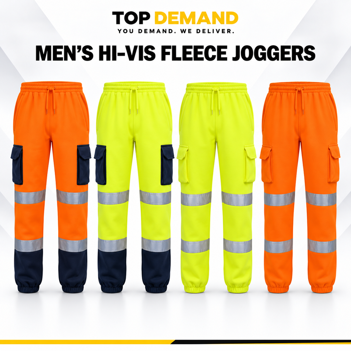 Hi Viz Mens Work Wear Fleece Bottoms Safety Sweat Pants Jogging Trousers Joggers