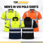 Mens Hi Viz Vis High Visibility Safety Security Work Wear Hi Vis Polo Shirts