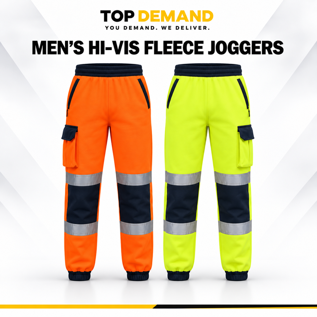 Hi-Viz New Mens Fleece Safety Work Wear Sweat Pants Bottoms Trousers Joggers