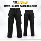 Mens New Cargo Work Holster Multi Pockets Stretch Panels Trousers Pants Bottoms