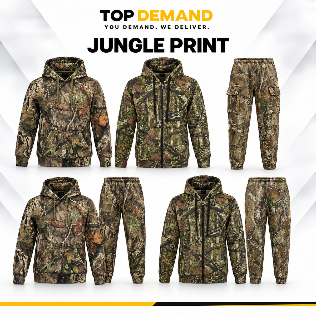 Men's Jungle Camouflage Fishing Hunting Zip Hoodie Jacket Tracksuit Size S-5XL