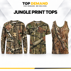 Mens Jungle Print Short & Long Sleeve T-Shirt Vest Camouflage Regular Plus Size