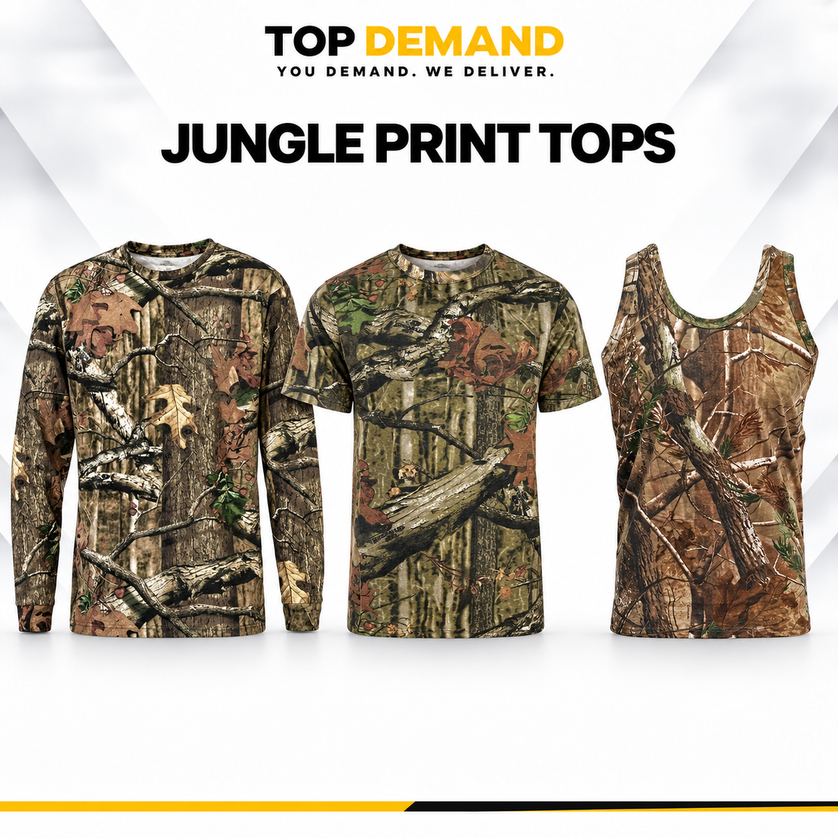 Mens Jungle Print Short & Long Sleeve T-Shirt Vest Camouflage Regular Plus Size