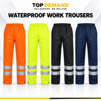 Hi Viz Vis High Visibility Mens Waterproof Rain Over Work Trousers Pants Bottoms