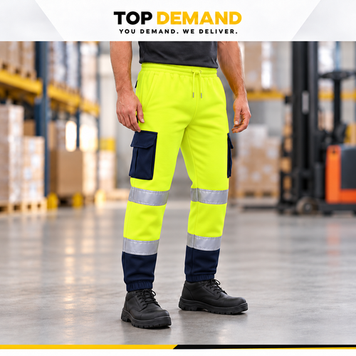 Hi Viz Mens Work Wear Fleece Bottoms Safety Sweat Pants Jogging Trousers Joggers