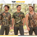 Mens Jungle Print Short & Long Sleeve T-Shirt Vest Camouflage Regular Plus Size