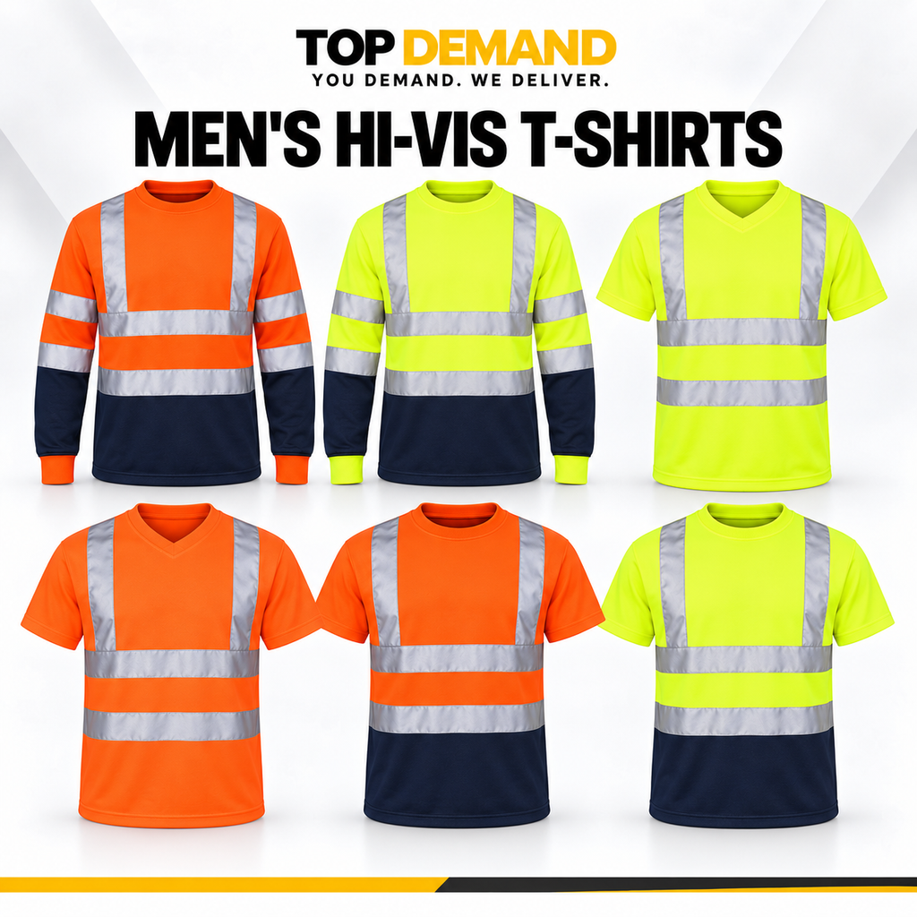 Hi Viz Vis High Visibility Safety Security Crew V-Neck/Round-Neck Full/Half Sleeves T Shirt Work Wear T Shirt