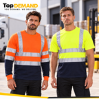 Hi Viz Vis High Visibility Safety Security Crew V-Neck/Round-Neck Full/Half Sleeves T Shirt Work Wear T Shirt