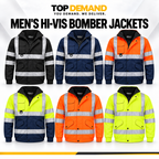 Mens Hi Viz High Visibility Bomber Safety Work Black Hooded Jacket Coat Work Hoodie Mens