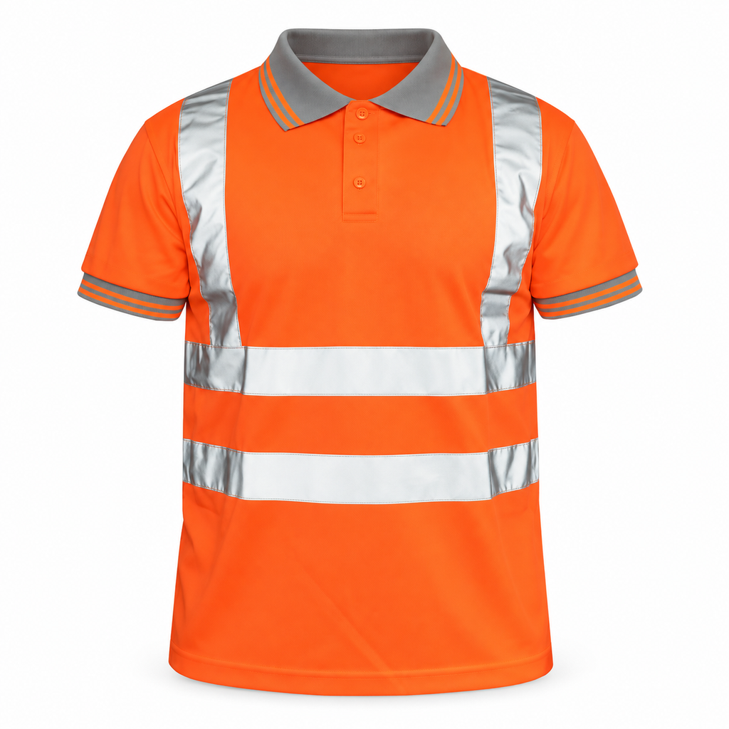 Mens Hi Viz Vis High Visibility Safety Security Work Wear Hi Vis Polo Shirts