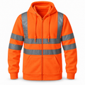 Mens Hi Viz Visibility Fleece Hoodie Hoody Orange Top Work Jacket Big Sizes