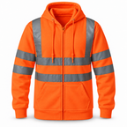 Mens Hi Viz Visibility Fleece Hoodie Hoody Orange Top Work Jacket Big Sizes