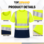 Hi Viz Vis High Visibility Safety Security Crew V-Neck/Round-Neck Full/Half Sleeves T Shirt Work Wear T Shirt
