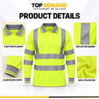 Mens Hi Viz Vis High Visibility Safety Security Work Wear Hi Vis Polo Shirts