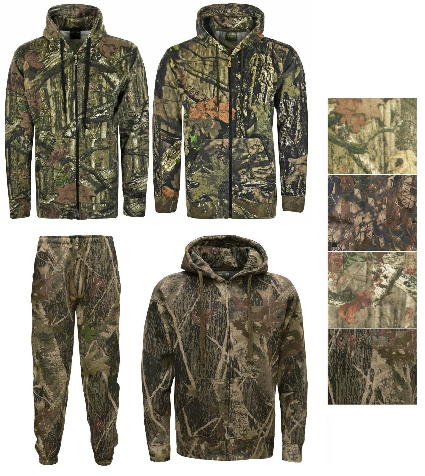 Men's Jungle Camouflage Fishing Hunting Zip Hoodie Jacket Tracksuit Size S-5XL