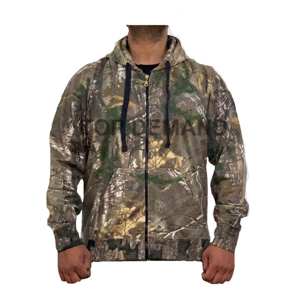 Mens New Full Zip Jungle Print Camouflage Casual Hunting Camo Hoody Hoodie Top