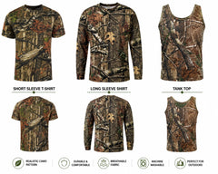 Mens Jungle Print Short & Long Sleeve T-Shirt Vest Camouflage Regular Plus Size