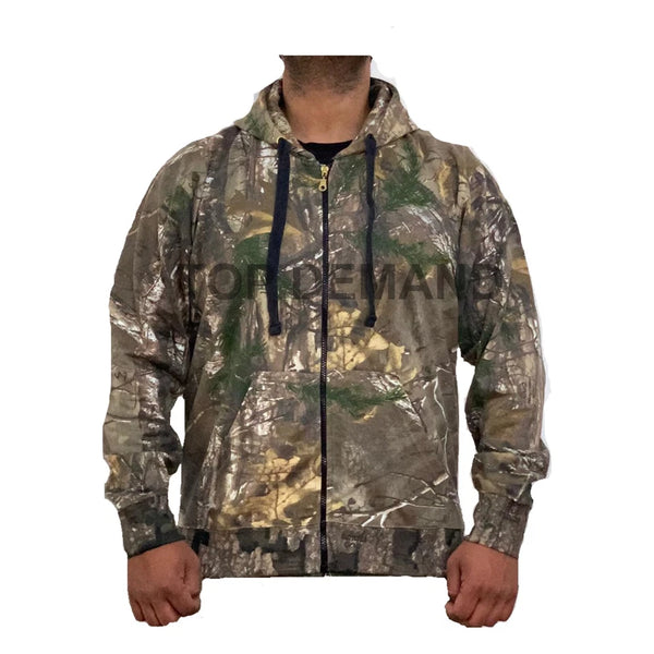 Mens New Full Zip Jungle Print Camouflage Casual Hunting Camo Hoody Hoodie Top