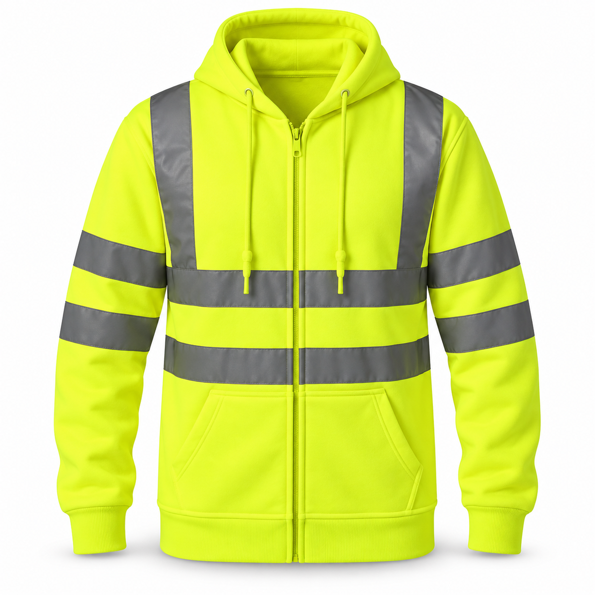 Mens Hi Viz Visibility Fleece Hoodie Hoody Orange Top Work Jacket Big Sizes