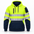Mens Hi-Viz Visibility Two Tone Pullover Zip Hoodie Work Wear Fleece Tactical
