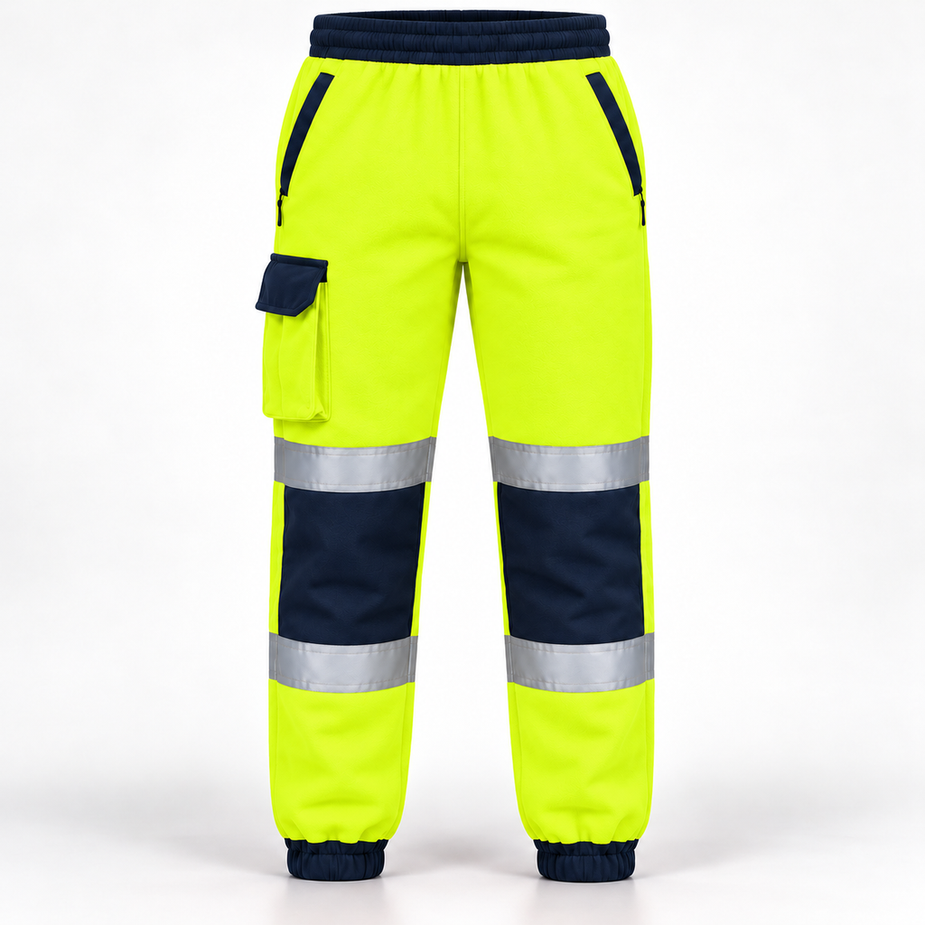 Hi-Viz New Mens Fleece Safety Work Wear Sweat Pants Bottoms Trousers Joggers