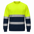 Mens Hi-Viz High Visibility Crew Neck Fleece Jumper Work Safety Sweatshirt Top