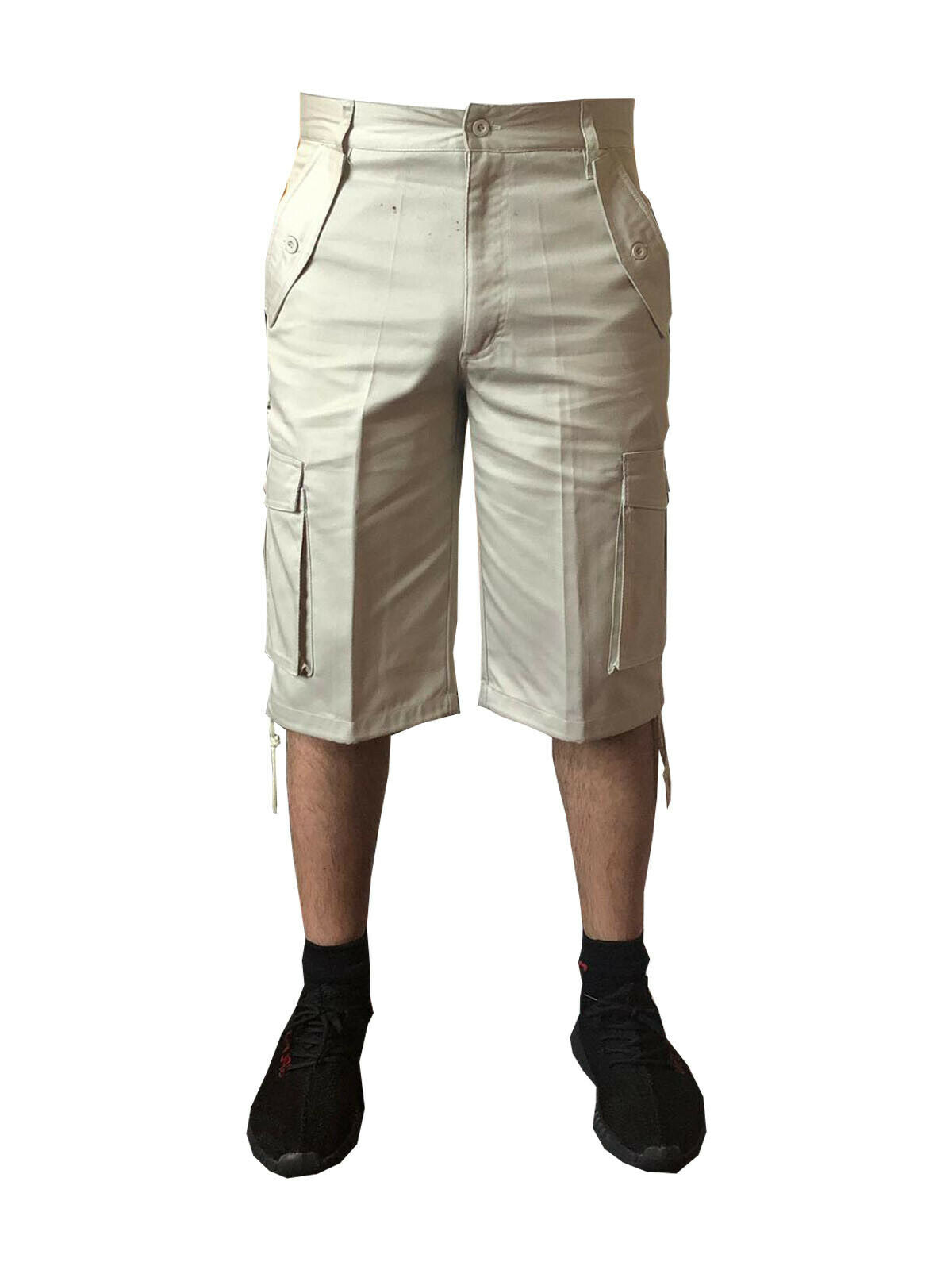 Mens lightweight 3/4 Long Cargo Combat Work Cotton Regular Waist Shorts 30 To 48
