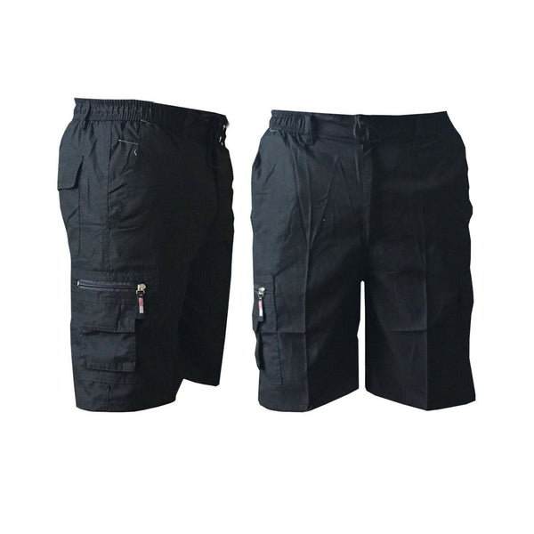Mens New Elasticated Plain Lightweight Cotton Cargo Work Shorts Pants, Cotton shorts Pants