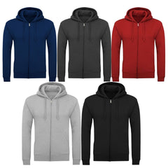 New Mens Plain Fleece Zip Up Hoody Gym Workwear Jacket Top Sweatshirt Hoodie
