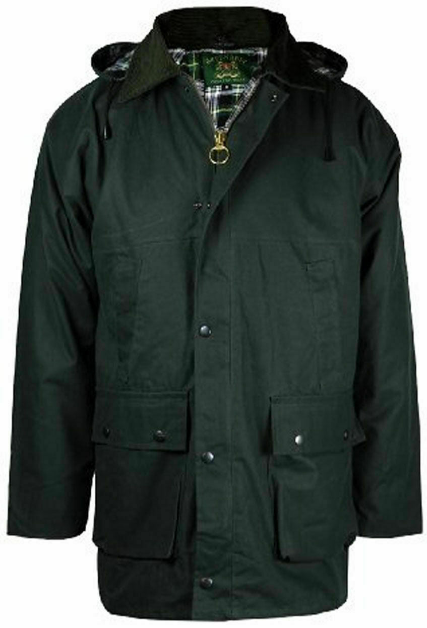 Mens Countryman Padded Cotton Wax Hooded Jacket Top Hunting Fishing Farming