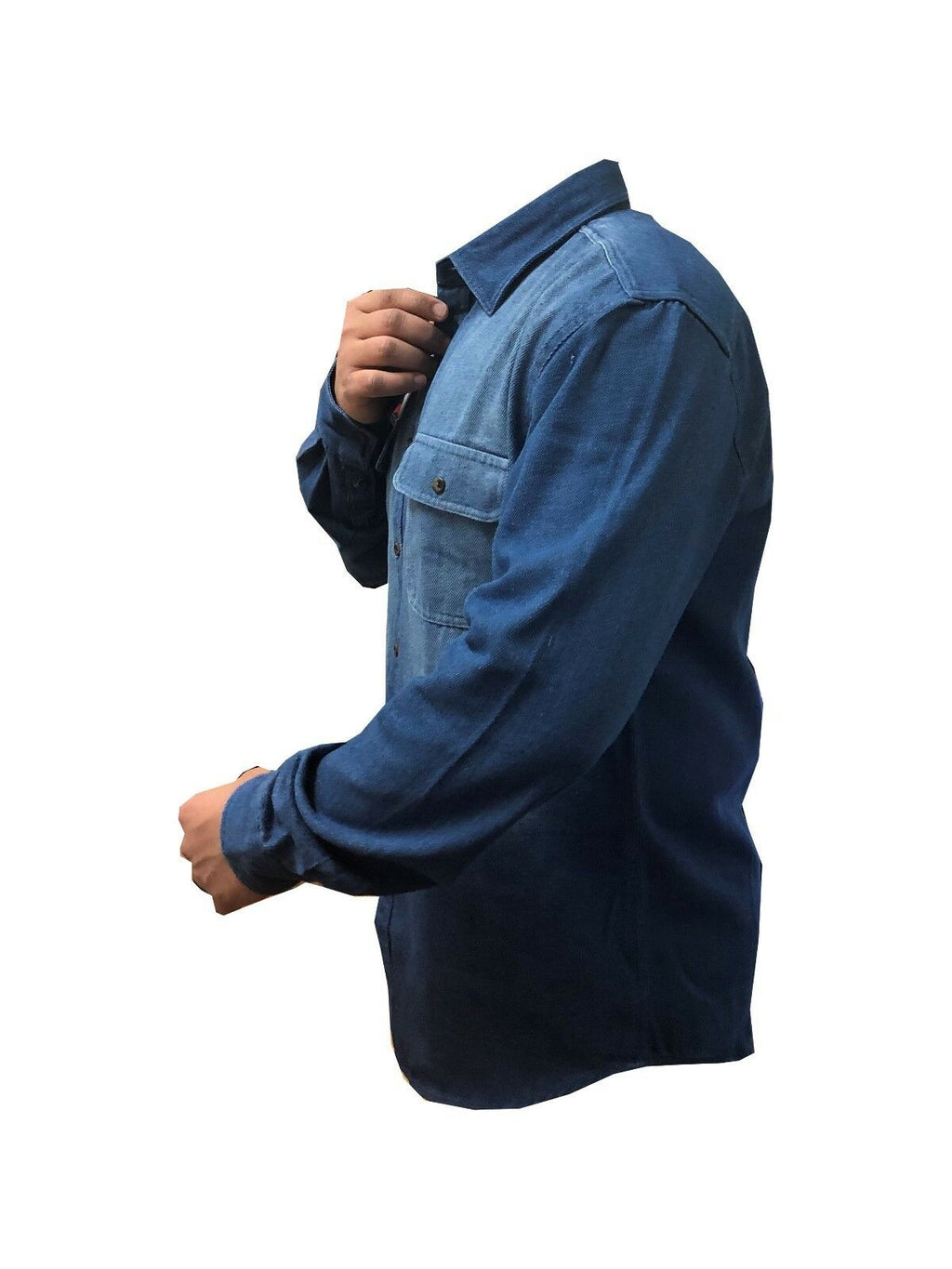 Mens Heavy Duty Denim Jeans Shirt Cotton Work Causal Flap Pocket Top Shirt, Denim Shirt Black Jeans