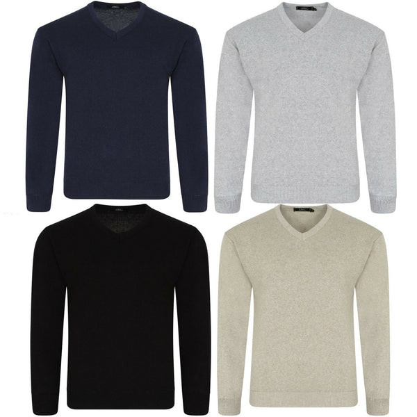 Mens Plain Knitted V Neck Pull Over Jumper Fine Cotton Knitwear Warm Sweater Top, V Neck Shirts