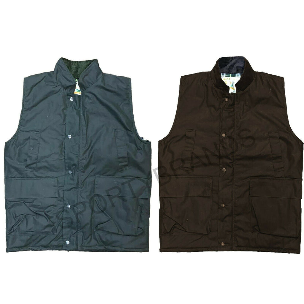 Mens New Wax Bodywarmer British Country Wear Waistcoat Gilet Padded Jacket Coat, Mens Wax Gilet Jackets