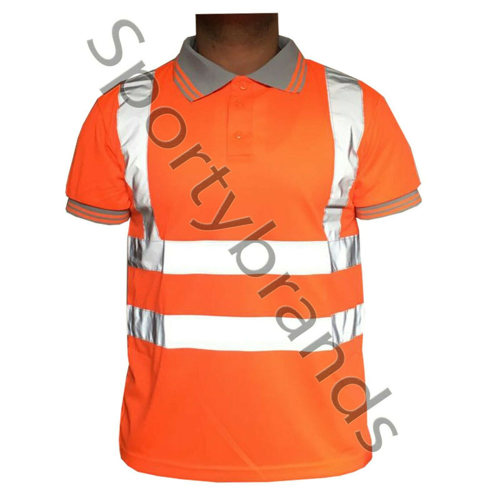 Mens Hi Viz Vis High Visibility Safety Security Work Wear Hi Vis Polo Shirts
