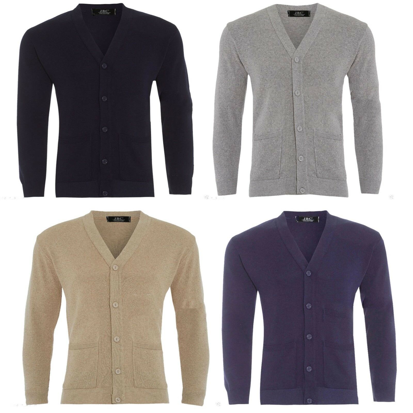 Mens Plain Knitted V Neck Buttoned Cardigan Fine Cotton Knitwear Warm Top