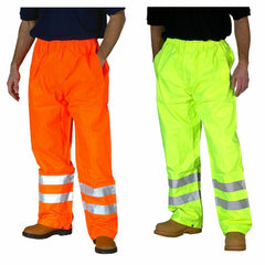 Hi Viz Vis High Visibility Mens Waterproof Rain Over Work Trousers Pants Bottoms