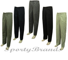 New Mens Elasticated Waist Plain Rugby Smart Casual Golf Trousers Pants Bottoms