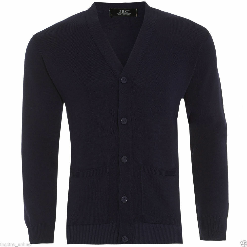 Mens Plain Knitted V Neck Buttoned Cardigan Fine Cotton Knitwear Warm Top