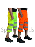Mens Hi Viz High Visibility Work Wear Fleece Shorts Safety Sweat Jogging Pants