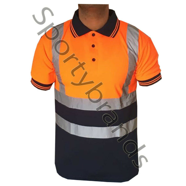 Mens Hi Viz Vis High Visibility Safety Security Work Wear Hi Vis Polo Shirts