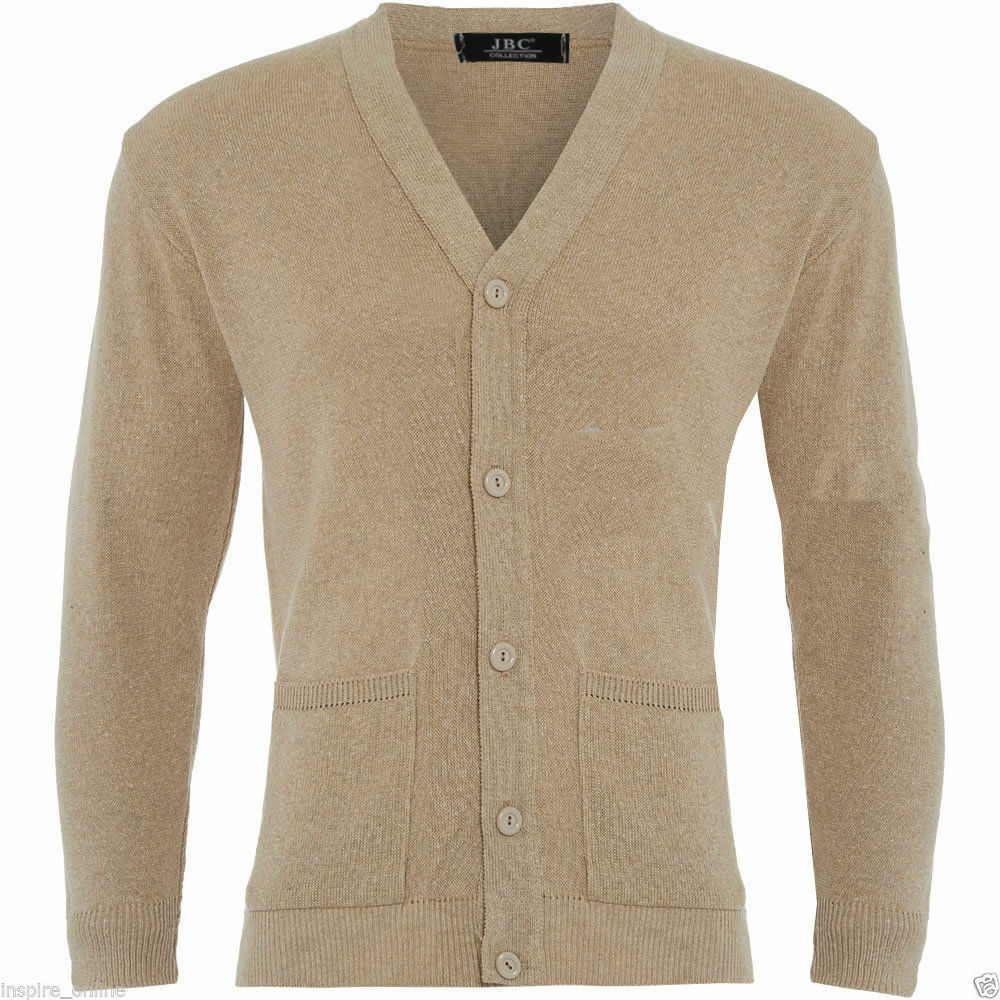 Mens Plain Knitted V Neck Buttoned Cardigan Fine Cotton Knitwear Warm Top
